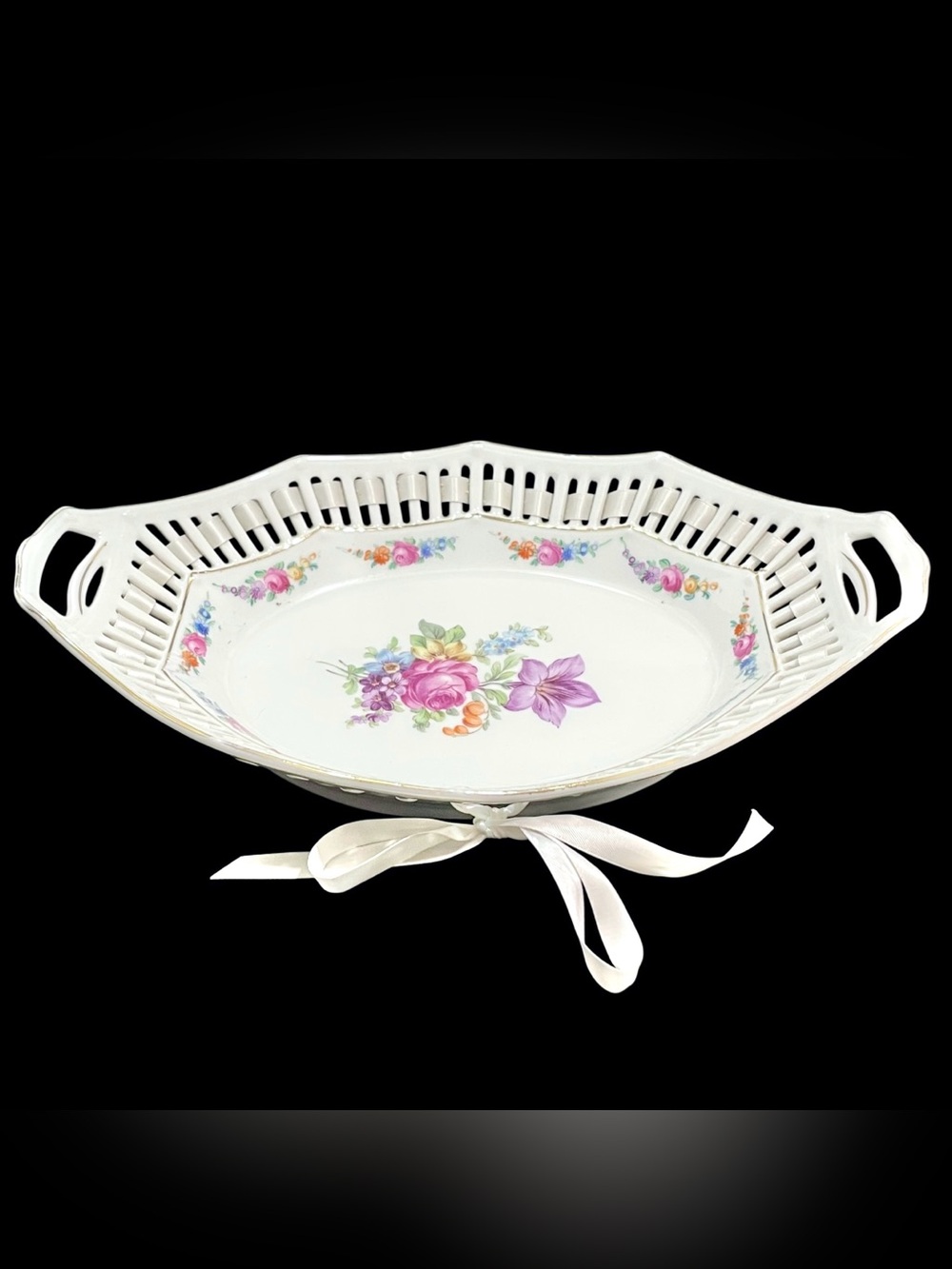 Vintage 1950s Bavaria Schumann Reticulated Oval Vegetable Serving Dish